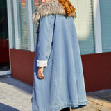 VogueWay Women's Winter Mid-length Denim Jacket Coat
