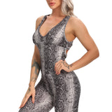 VogueWay Sleek Leopard Print Yoga Jumpsuit Set