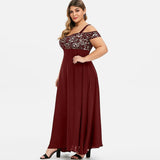 VogueWay Elegant Mesh Lace Maxi Sleeveless Dress