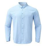 VogueWay Men's Turn-Down Collar Cotton Linen Shirt