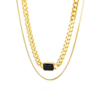 VogueWay Double Layer Thick Zircon Chain Necklace
