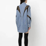 VogueWay Lace Patchwork Oversized Denim Jacket