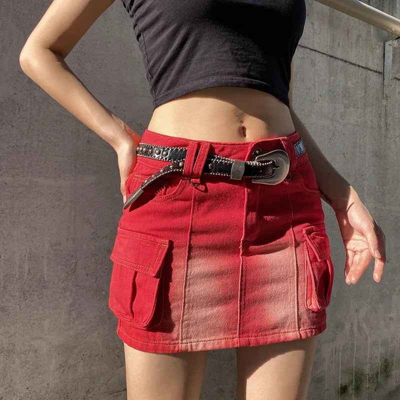 VogueWay Women's Multi-Pocket Jeans Cargo Skirt