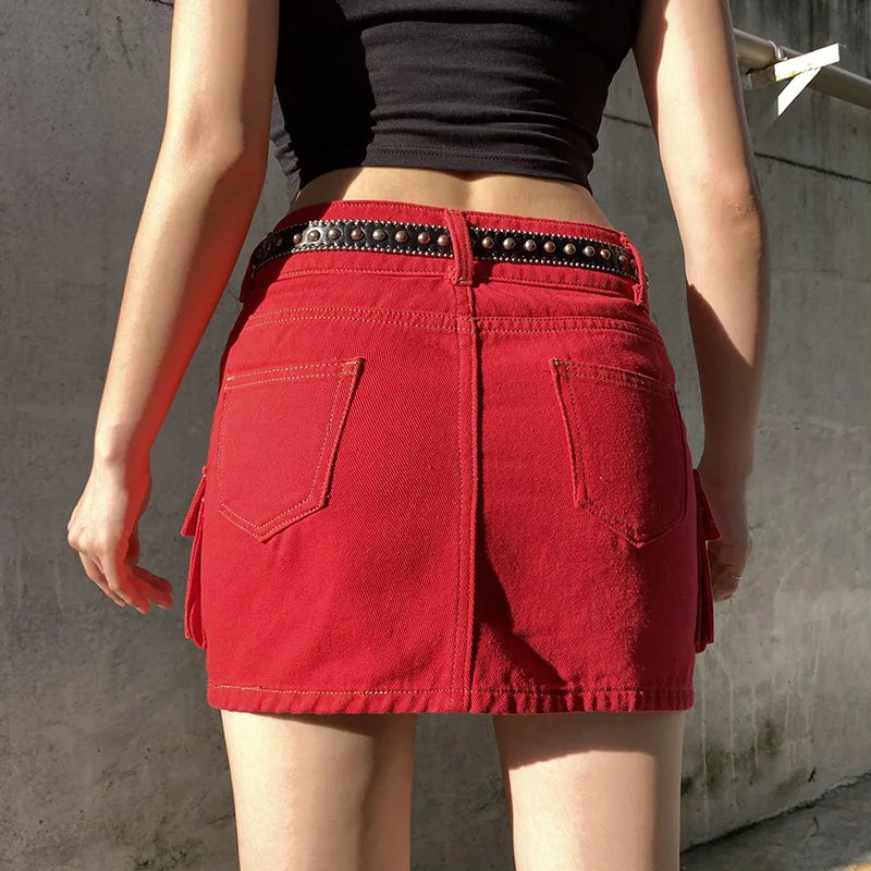 VogueWay Women's Multi-Pocket Jeans Cargo Skirt