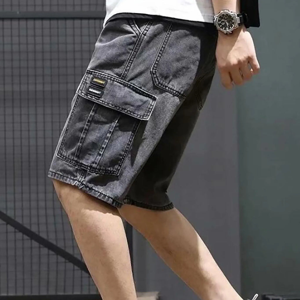 VogueWay Men's Summer Solid Color Denim Shorts
