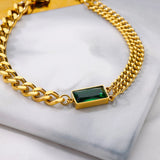 VogueWay Green Stone Zircon Bangle Bracelet