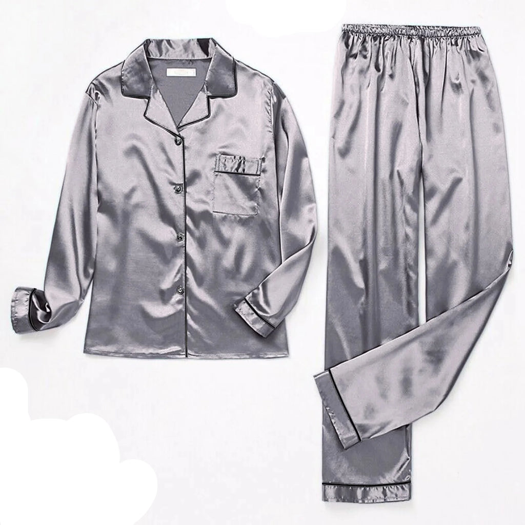 VogueWay Women's Winter Long Sleeve Satin Pajama Set