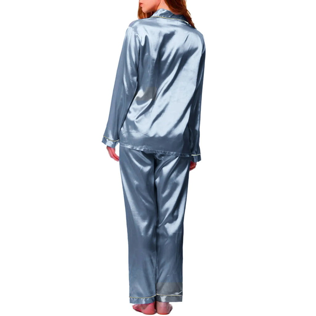 VogueWay Women's Winter Long Sleeve Satin Pajama Set