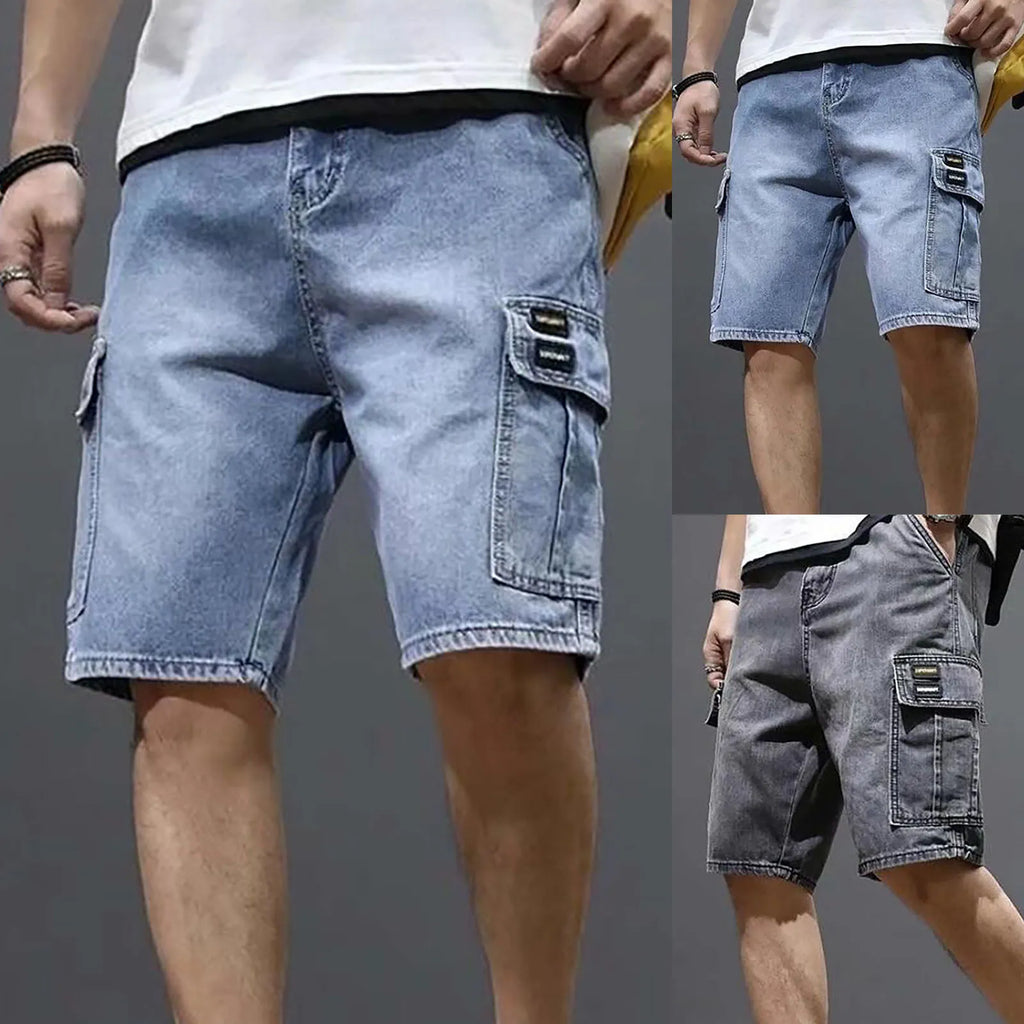 VogueWay Men's Summer Solid Color Denim Shorts